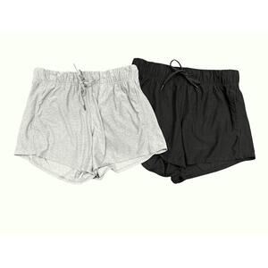 Athletic Works Lot of 2 Black Gray Drawstring Elastic Waist Shorts Pockets